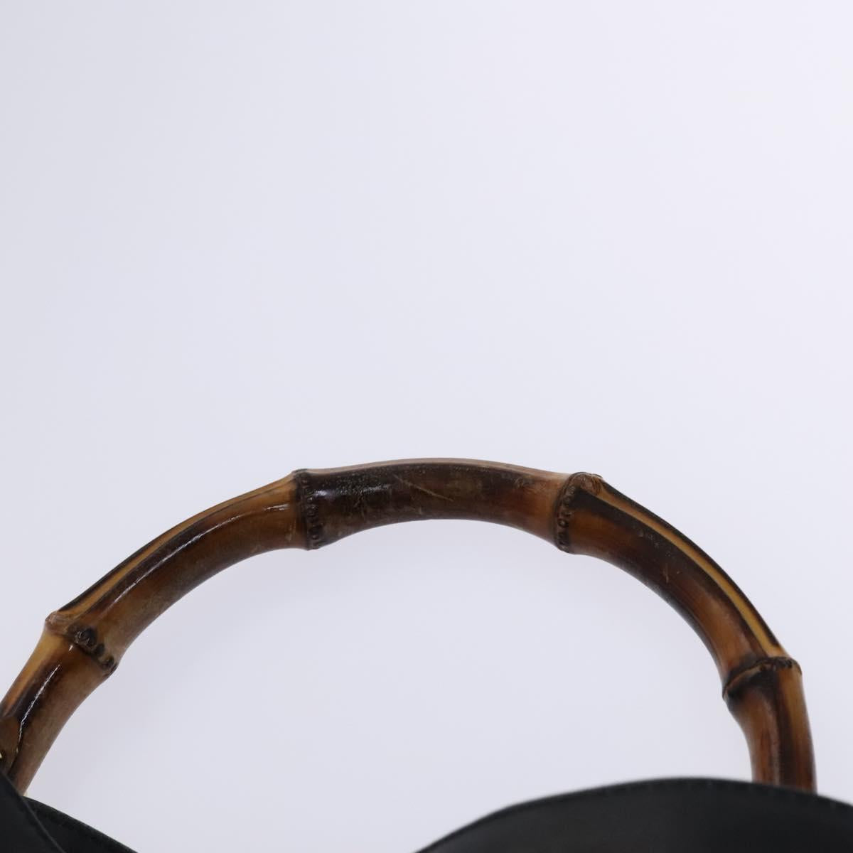 GUCCI Bamboo Hand Bag Leather 2way Black Gold 001 1638 Auth BD1743