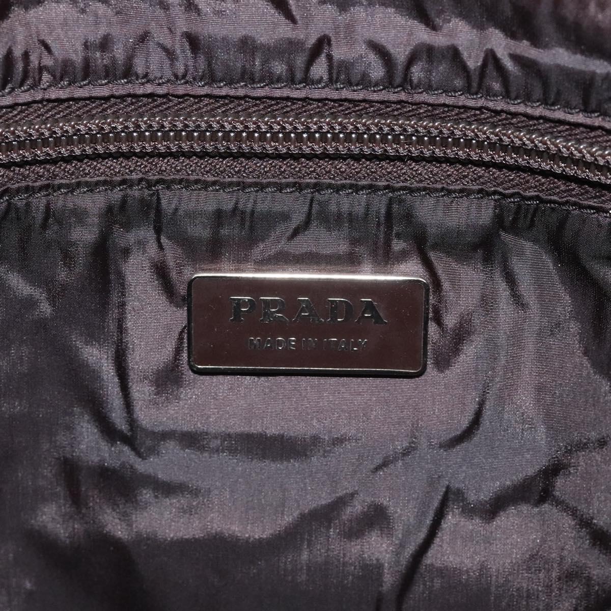 PRADA Clutch Bag Canvas Beige Silver Auth BD1747