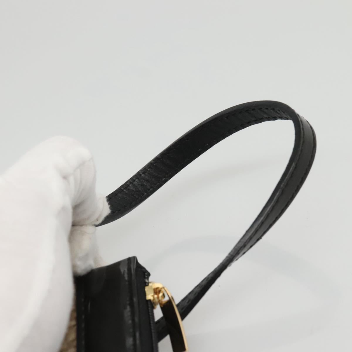 BURBERRY Nova Check Tote Bag Wool Beige Black gold Auth BD1763