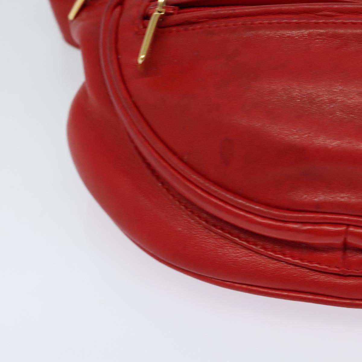 GUCCI Waist bag Leather Red Gold Auth BD1765