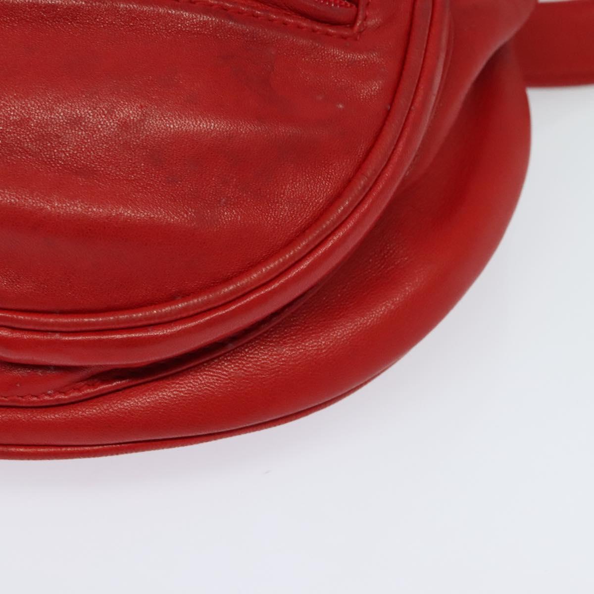 GUCCI Waist bag Leather Red Gold Auth BD1765