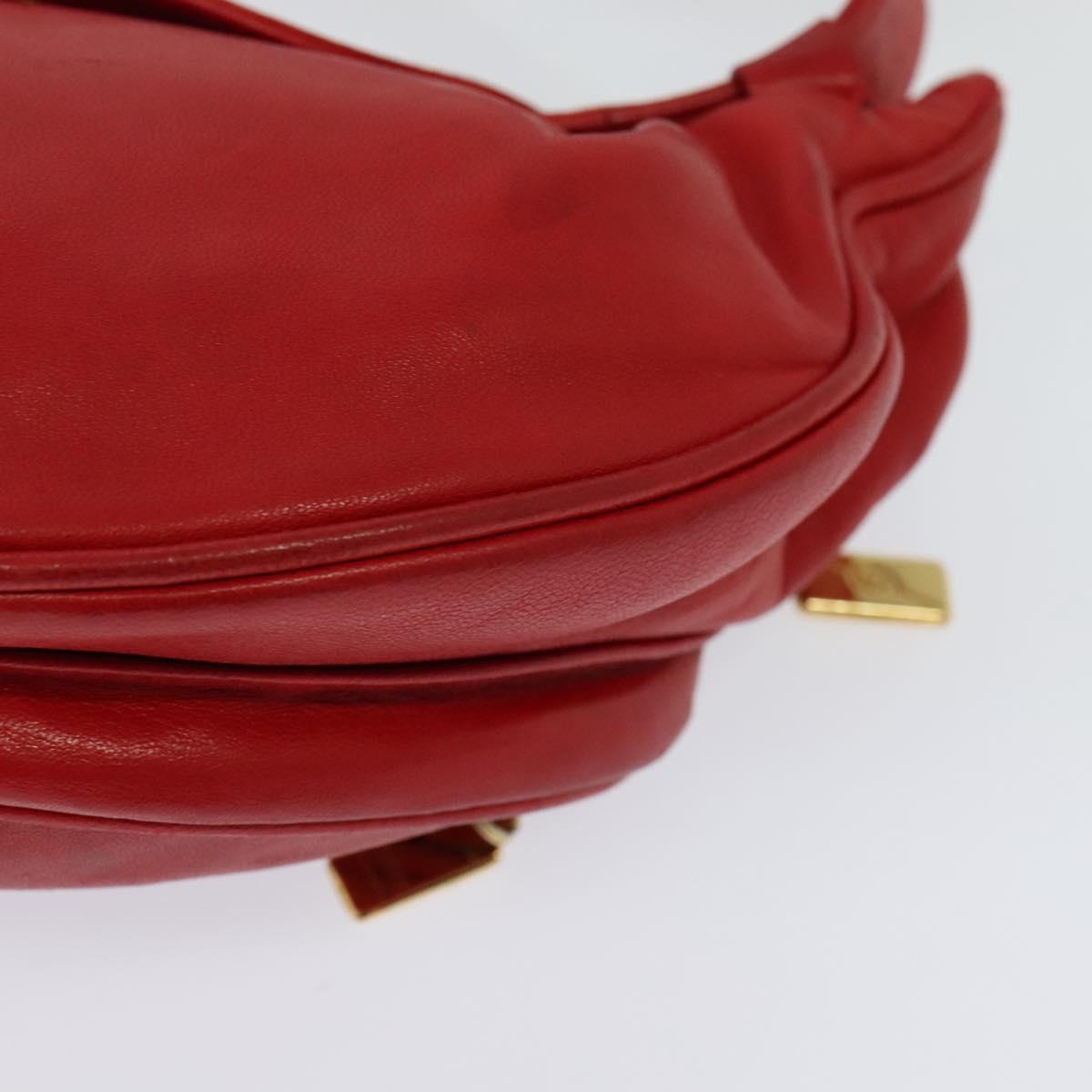 GUCCI Waist bag Leather Red Gold Auth BD1765