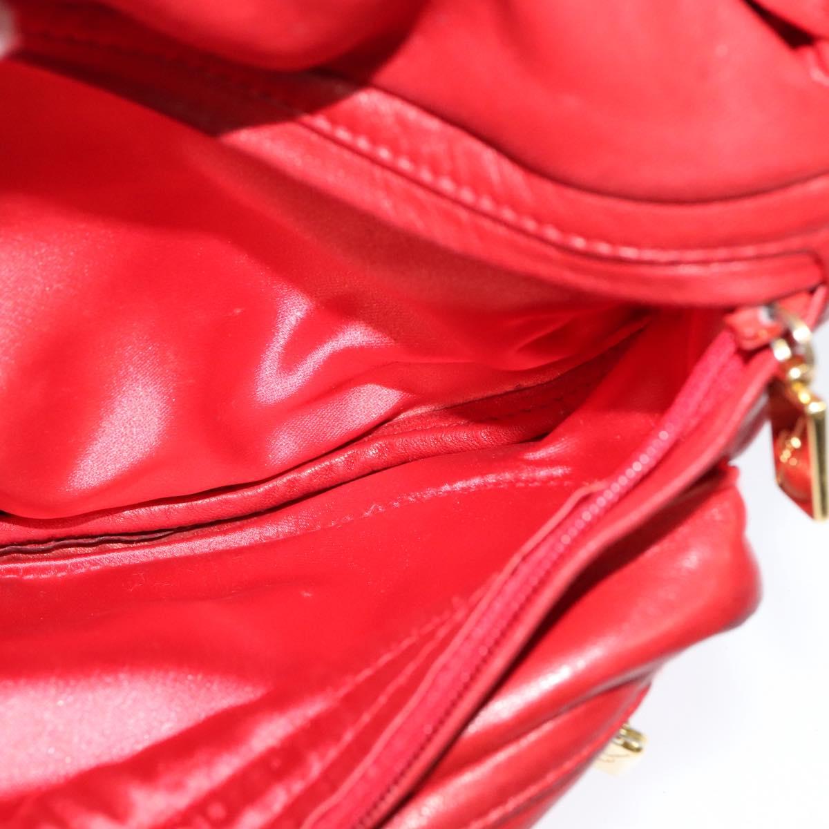 GUCCI Waist bag Leather Red Gold Auth BD1765