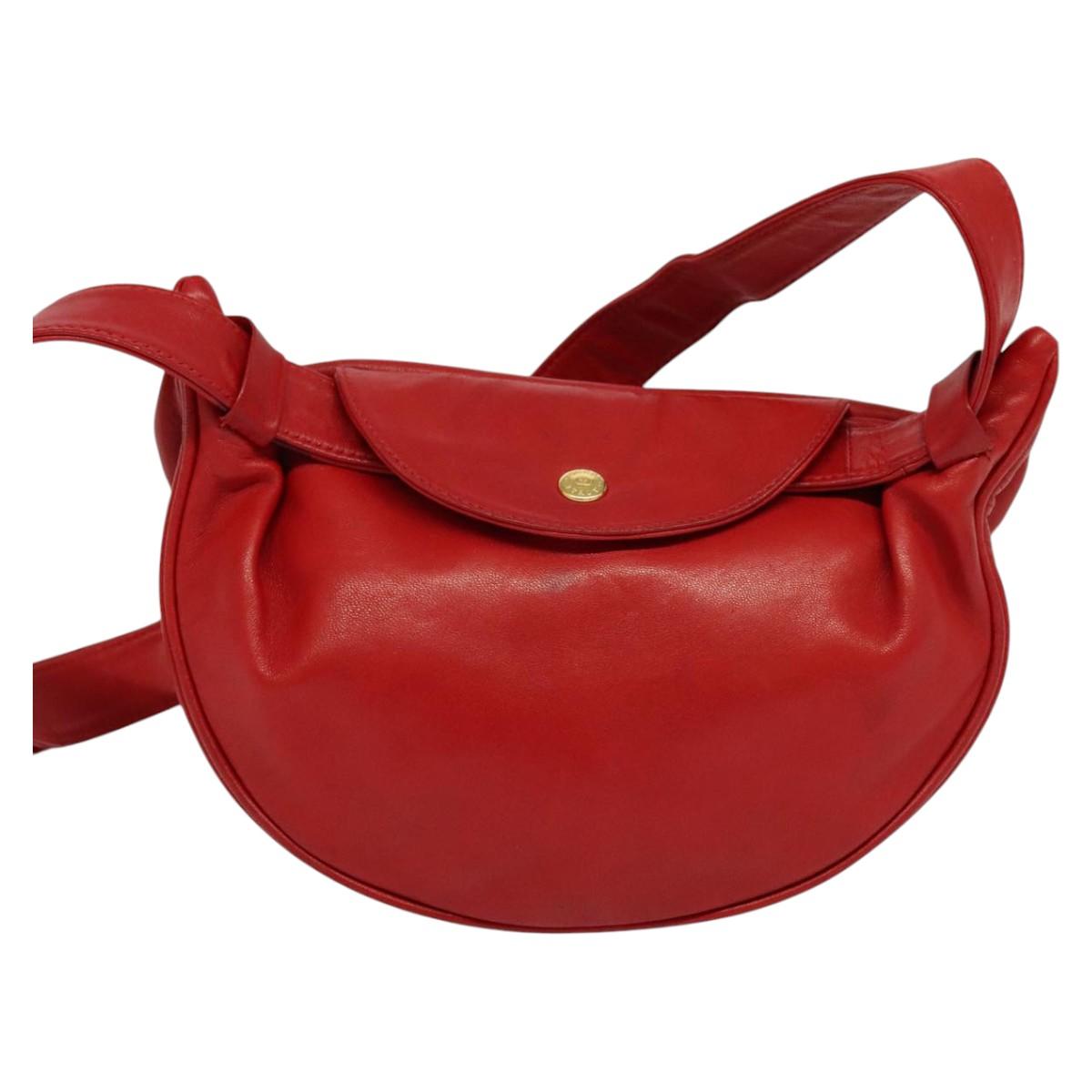 GUCCI Waist bag Leather Red Gold Auth BD1765