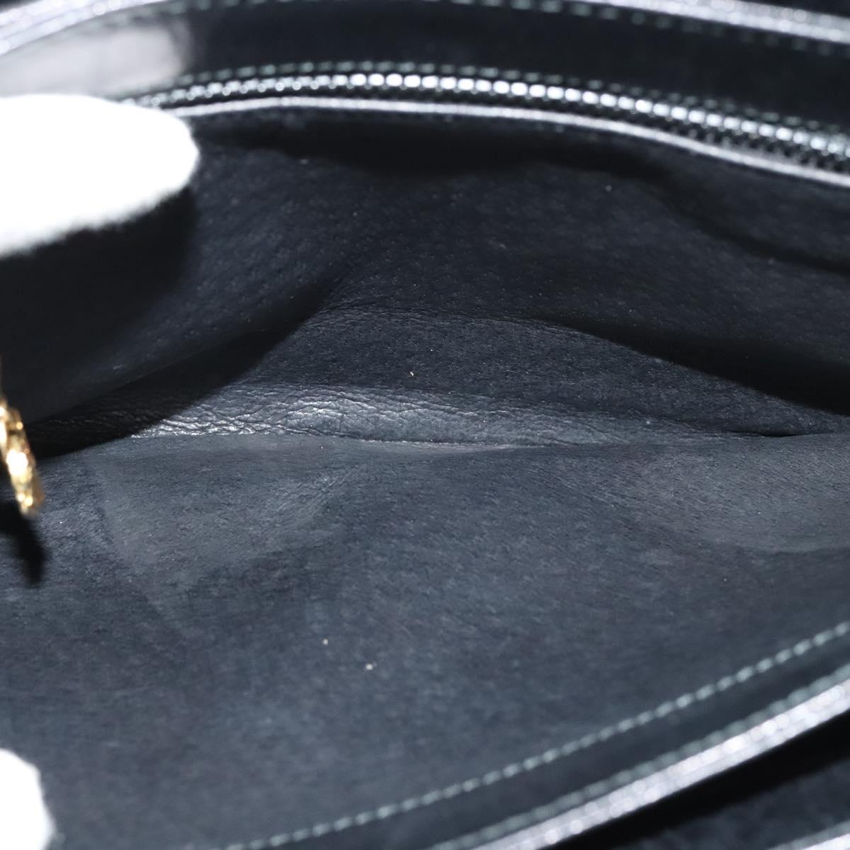 GUCCI Web Sherry Line Shoulder Bag Leather Black Gold Auth BD1766