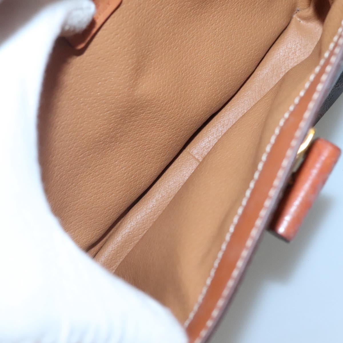 CELINE Macadam Canvas Hand Bag PVC Leather Brown Gold Auth BD1780
