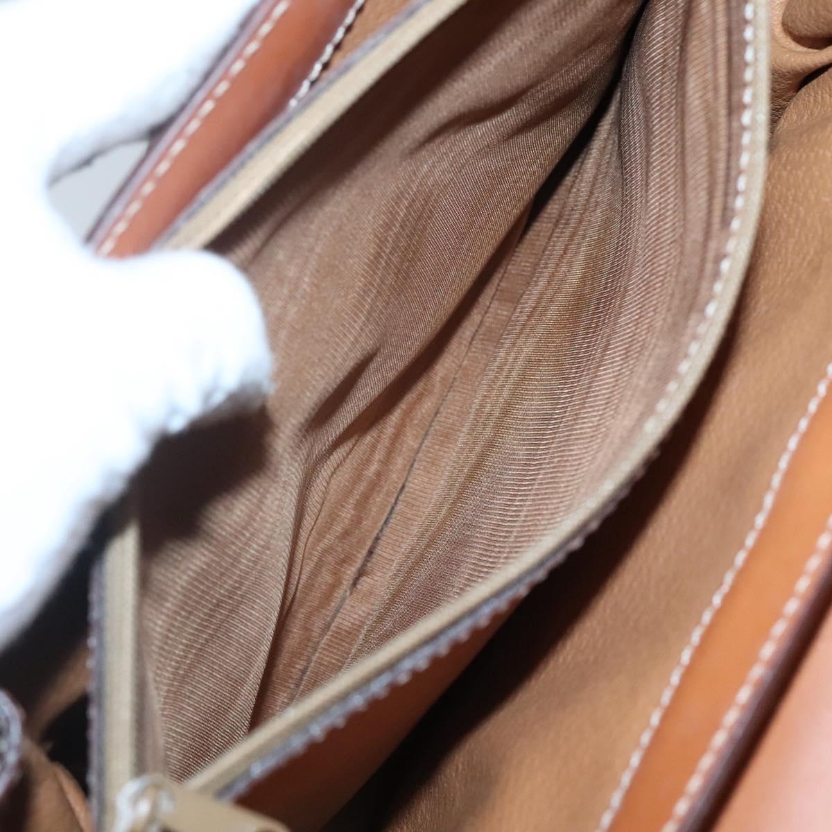 CELINE Macadam Canvas Hand Bag PVC Leather Brown Gold Auth BD1780