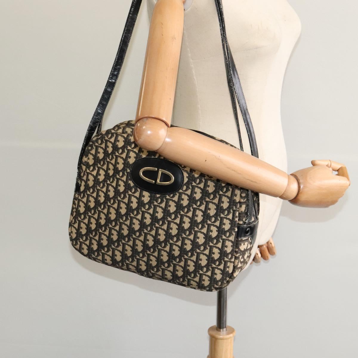 Christian Dior Trotter Canvas Shoulder Bag Black Auth BD1782