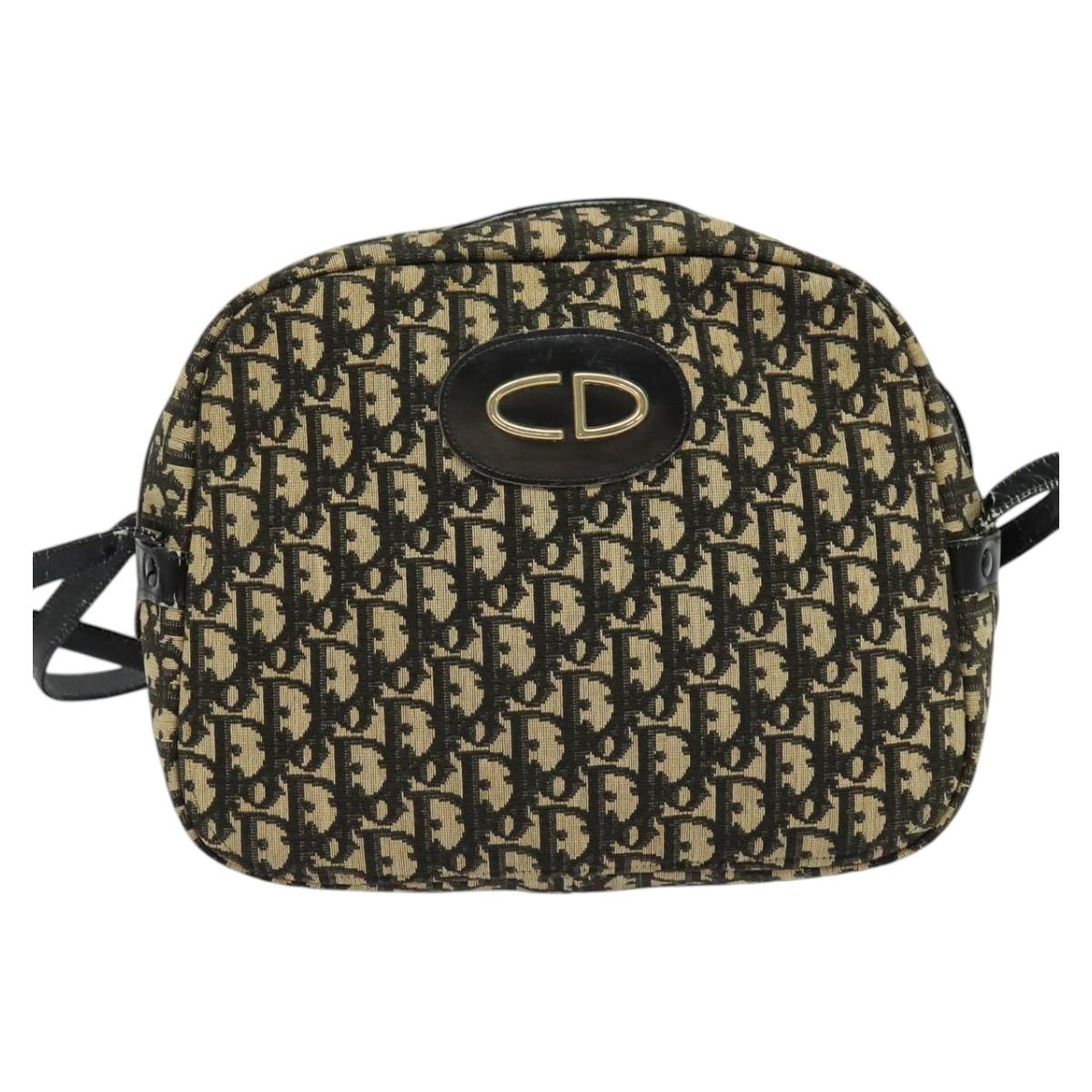 Christian Dior Trotter Canvas Shoulder Bag Black Auth BD1782
