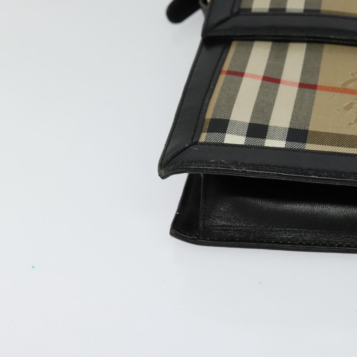 Burberrys Nova Check Shoulder Bag Canvas Beige Gold black Auth BD1811