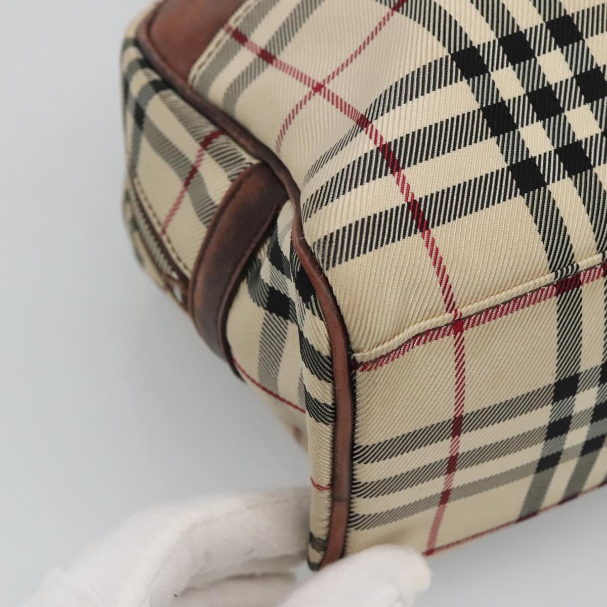 BURBERRY Nova Check Boston Bag Canvas Beige Auth BD1812