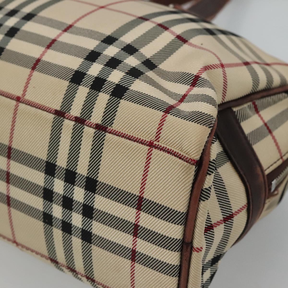 BURBERRY Nova Check Boston Bag Canvas Beige Auth BD1812