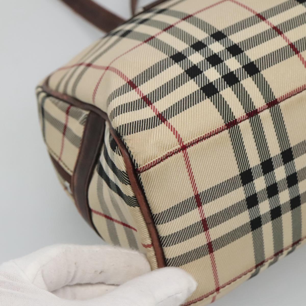 BURBERRY Nova Check Boston Bag Canvas Beige Auth BD1812