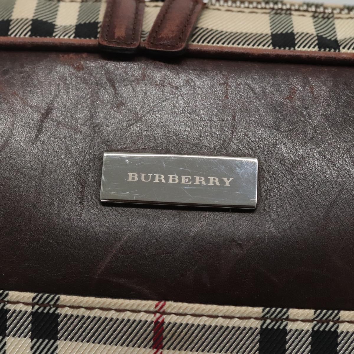 BURBERRY Nova Check Boston Bag Canvas Beige Auth BD1812