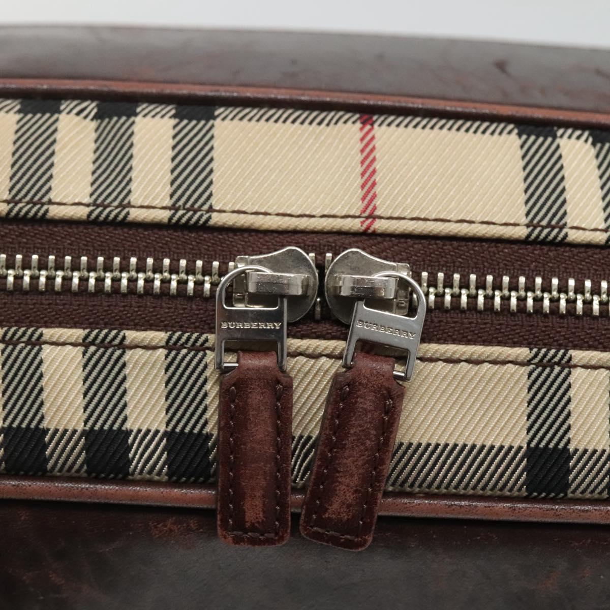BURBERRY Nova Check Boston Bag Canvas Beige Auth BD1812