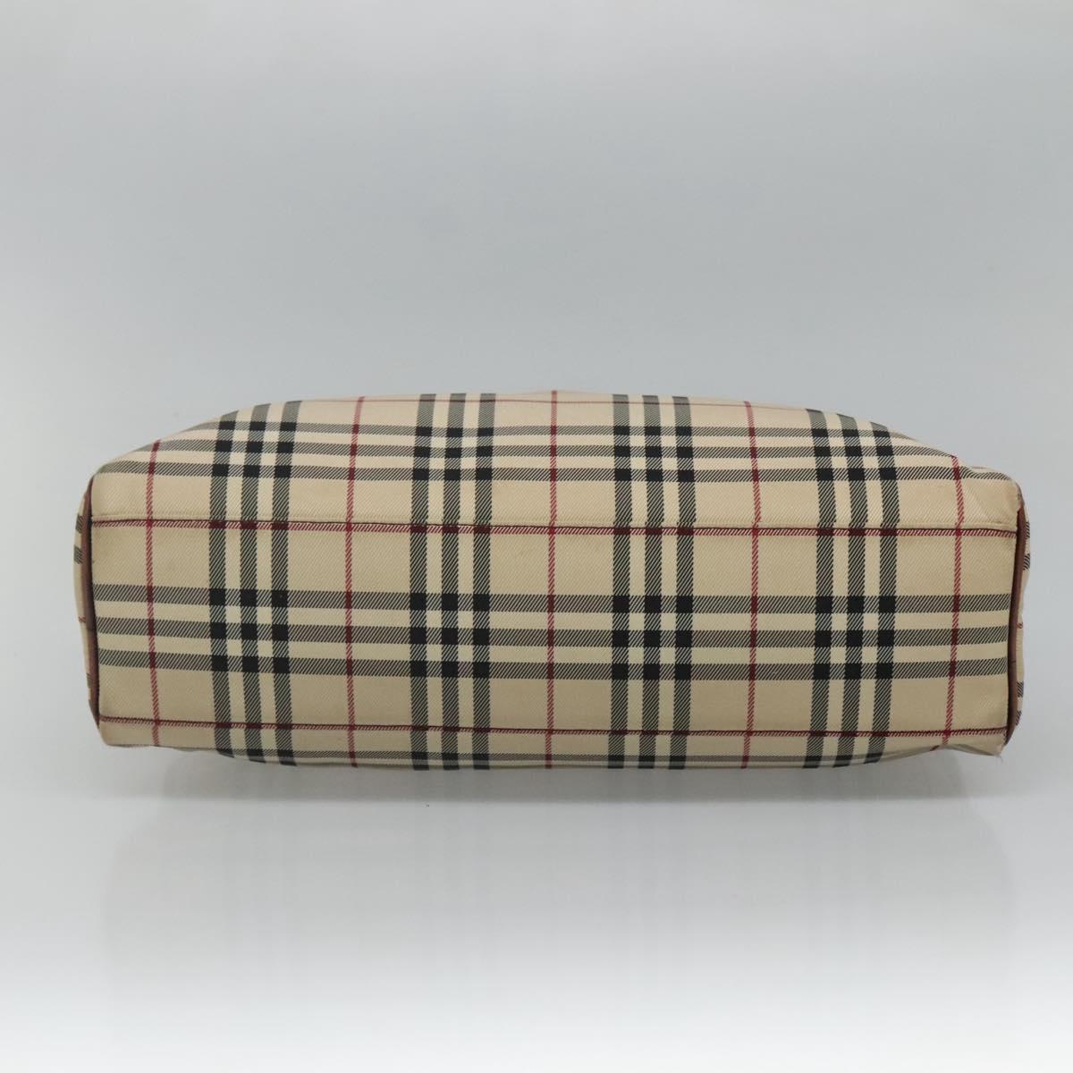 BURBERRY Nova Check Boston Bag Canvas Beige Auth BD1812