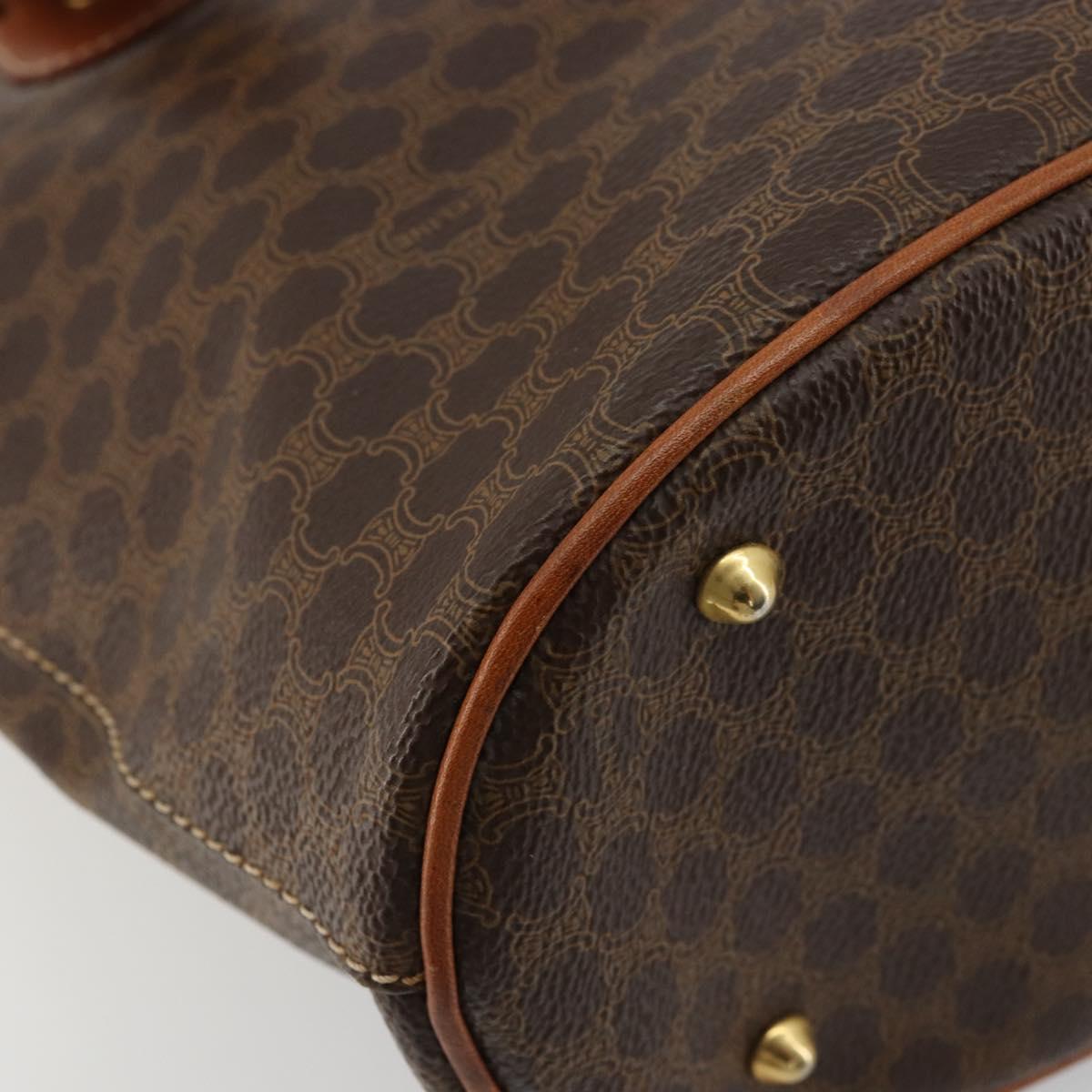 CELINE Macadam Canvas Tote Bag PVC Leather Brown Gold Auth BD1817
