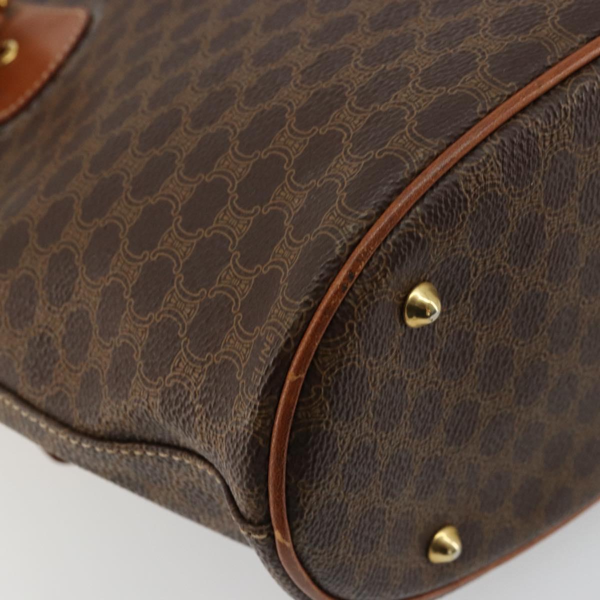CELINE Macadam Canvas Tote Bag PVC Leather Brown Gold Auth BD1817
