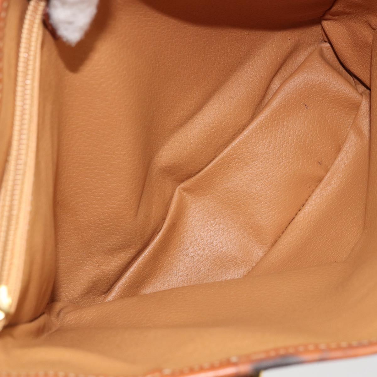 CELINE Macadam Canvas Tote Bag PVC Leather Brown Gold Auth BD1817