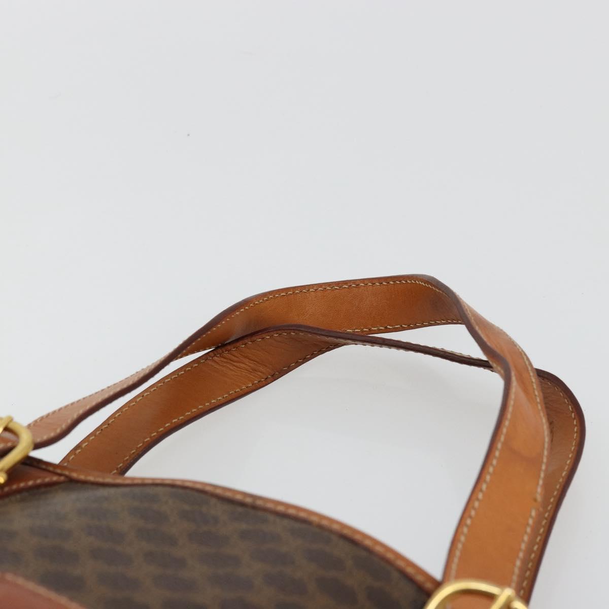 CELINE Macadam Canvas Tote Bag PVC Leather Brown Gold Auth BD1817