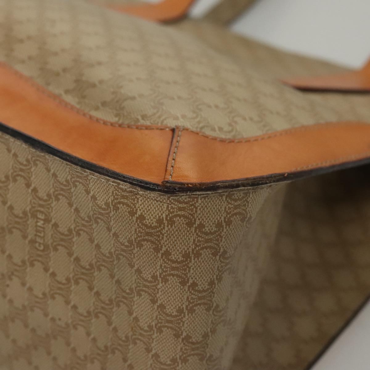 CELINE Macadam Canvas Tote Bag Beige Gold Auth BD1818
