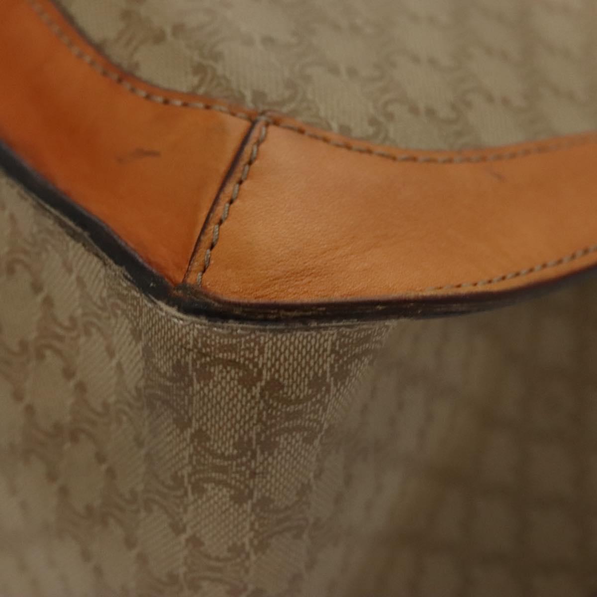 CELINE Macadam Canvas Tote Bag Beige Gold Auth BD1818