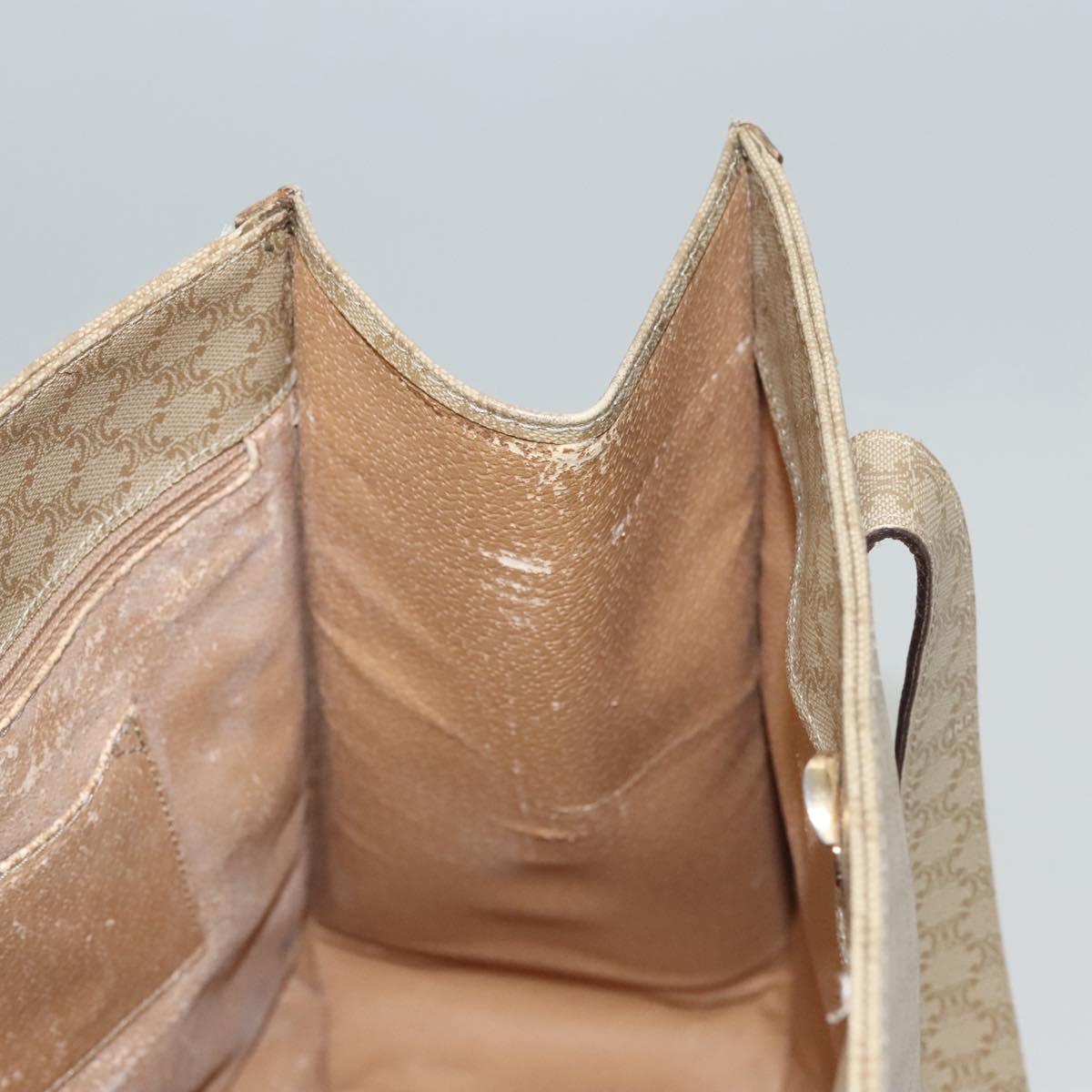 CELINE Macadam Canvas Tote Bag Beige Gold Auth BD1818