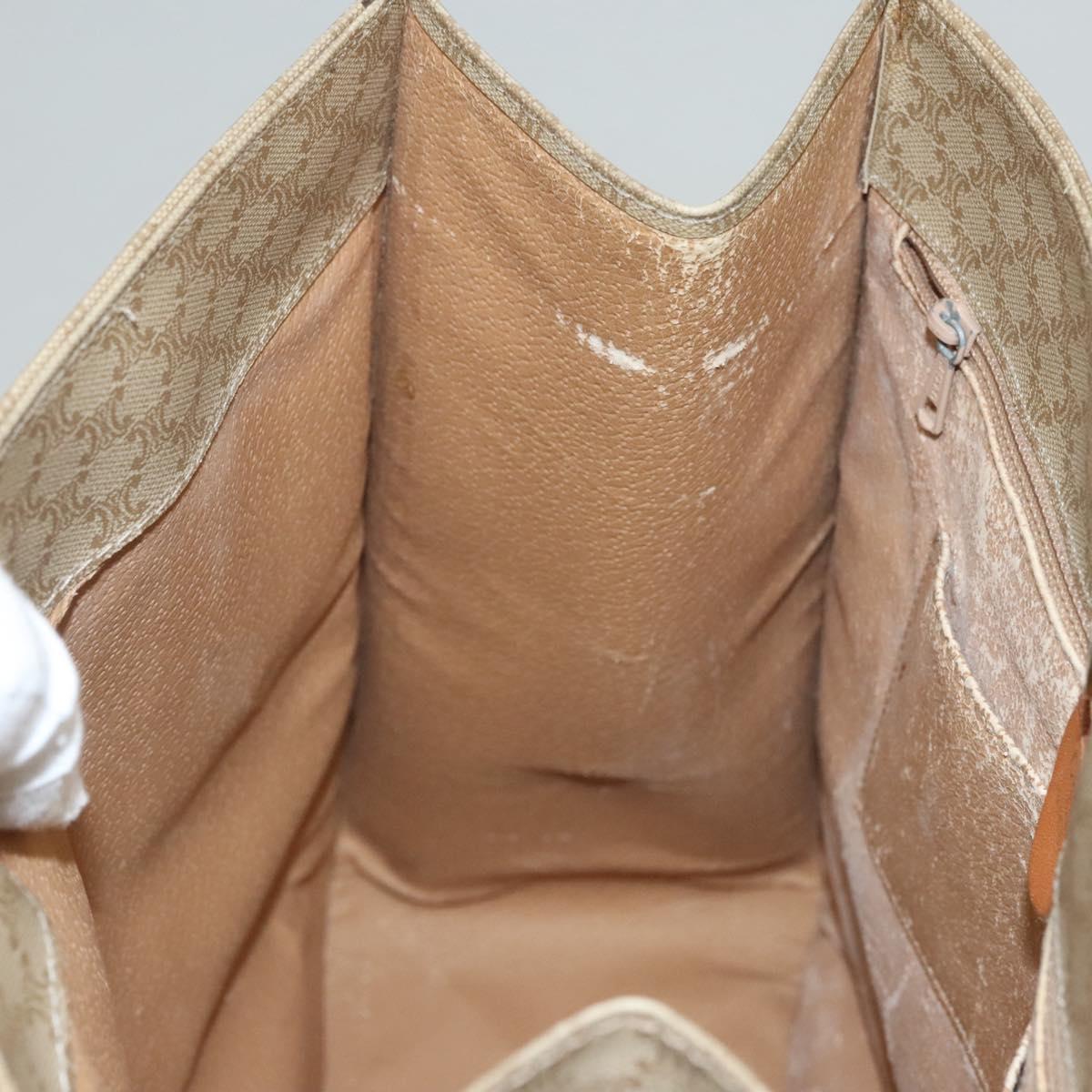 CELINE Macadam Canvas Tote Bag Beige Gold Auth BD1818