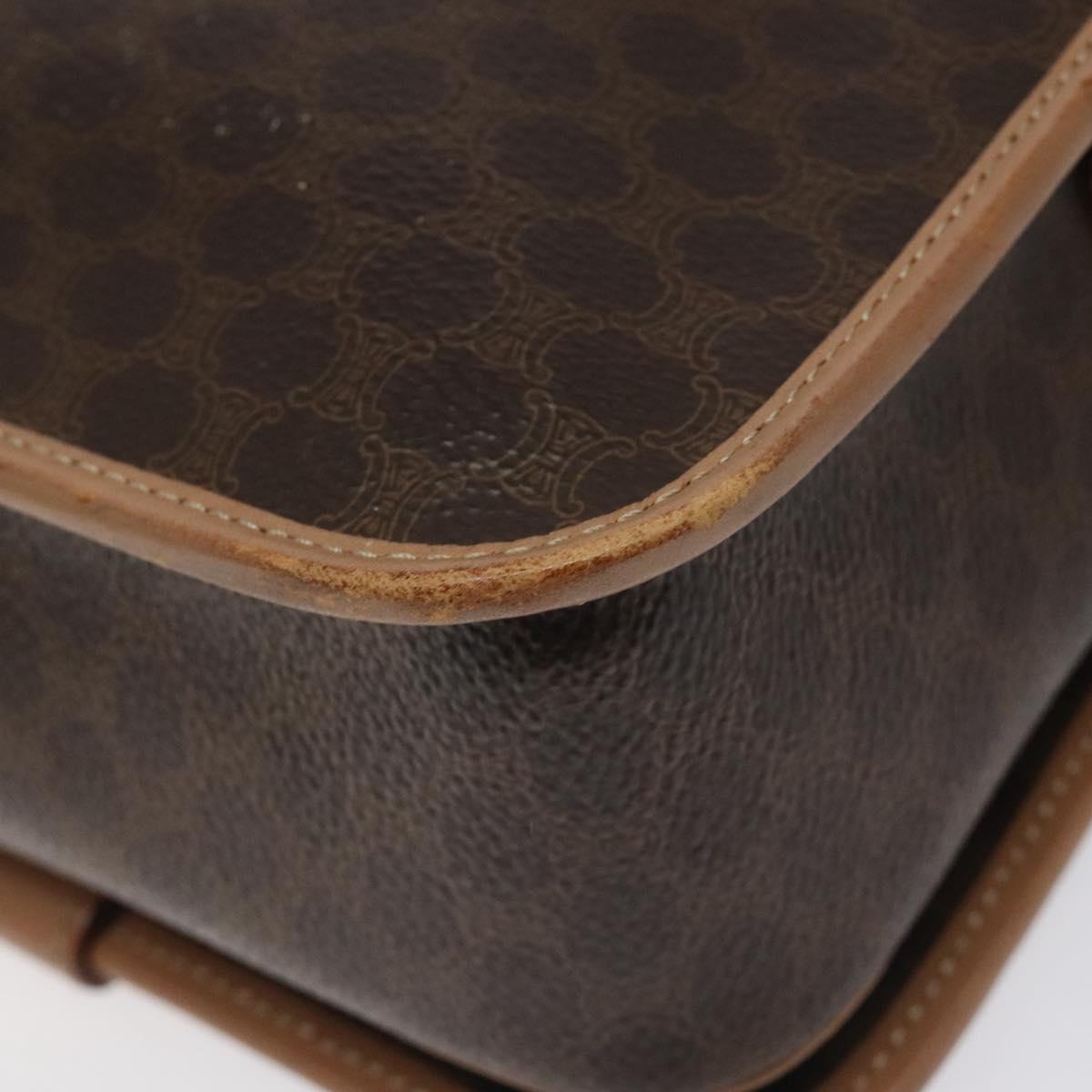 CELINE Macadam Canvas Shoulder Bag PVC Leather Brown Gold Auth BD184