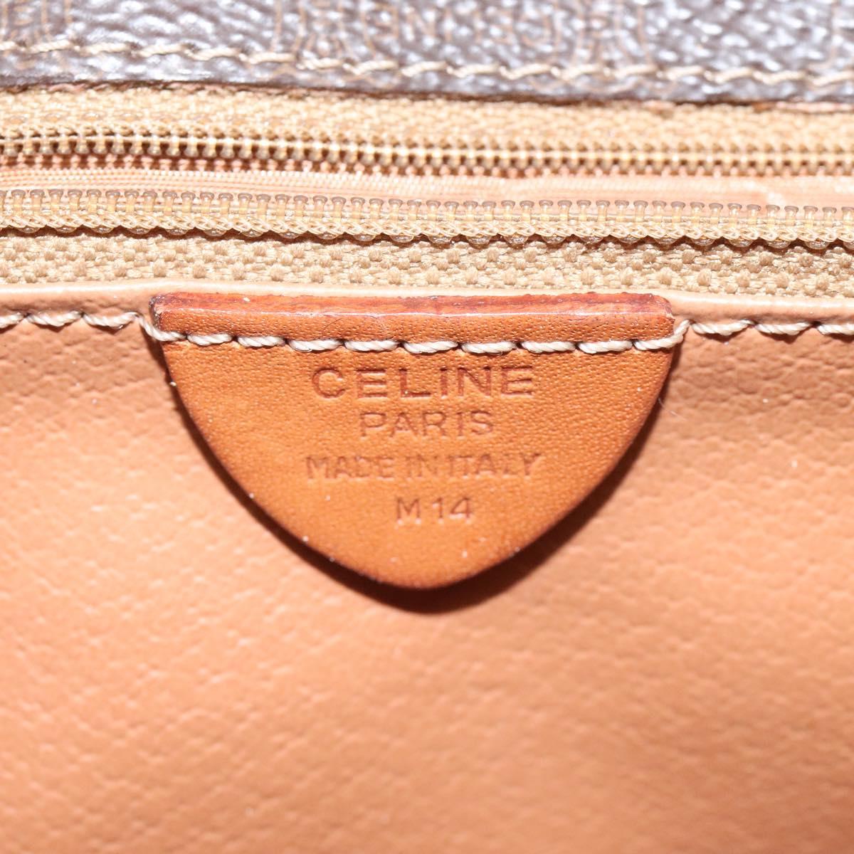 CELINE Macadam Canvas Shoulder Bag PVC Leather Brown Gold Auth BD184