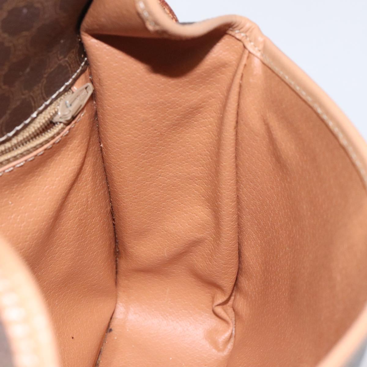 CELINE Macadam Canvas Shoulder Bag PVC Leather Brown Gold Auth BD184