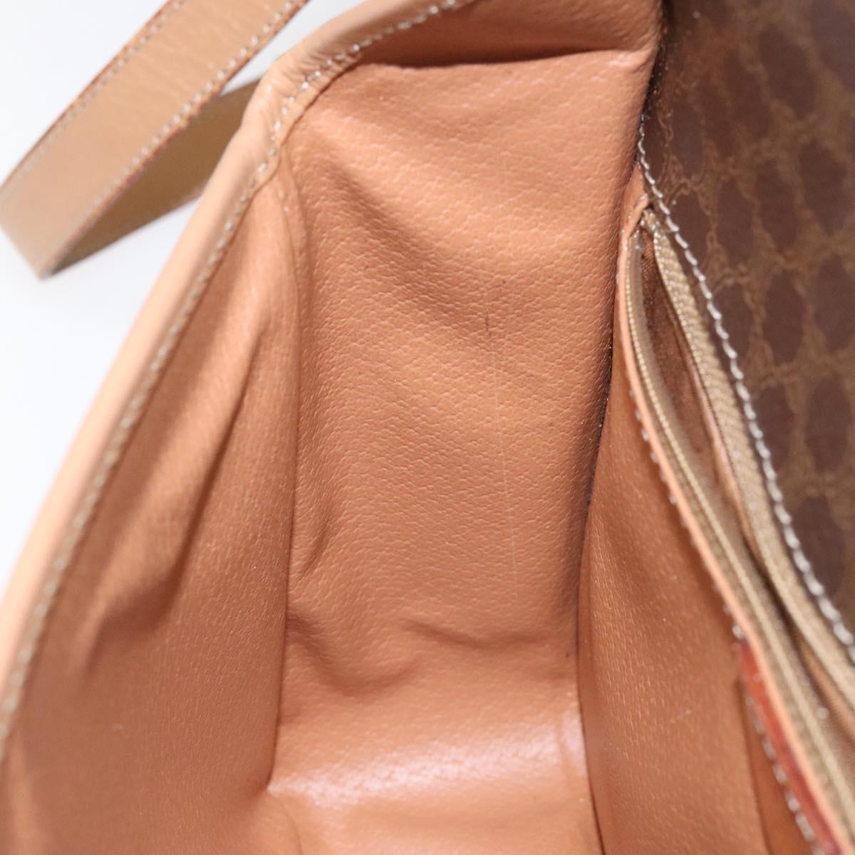 CELINE Macadam Canvas Shoulder Bag PVC Leather Brown Gold Auth BD184