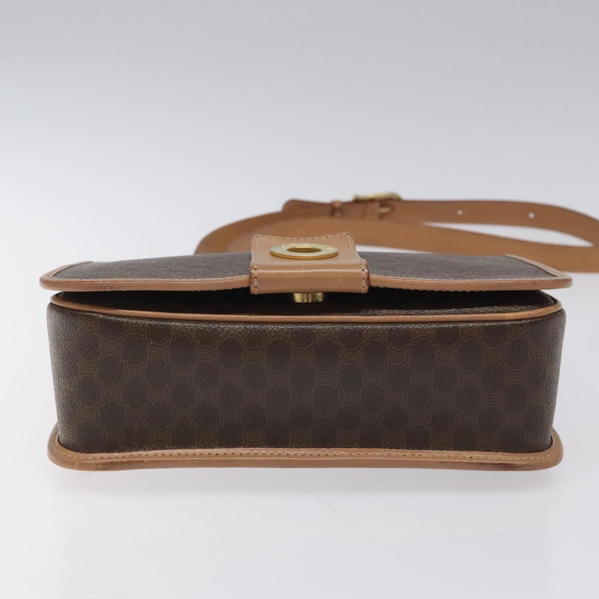 CELINE Macadam Canvas Shoulder Bag PVC Leather Brown Gold Auth BD184