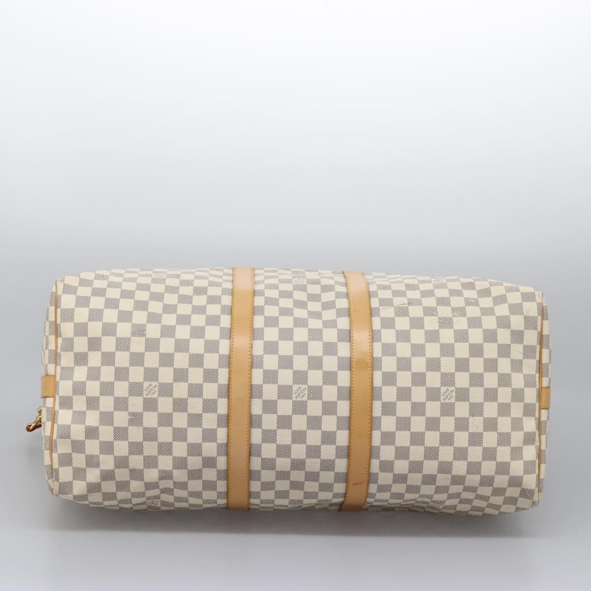 LOUIS VUITTON Damier Azur Keepall Bandouliere 55 Boston Bag N41429 Auth BD1851AV