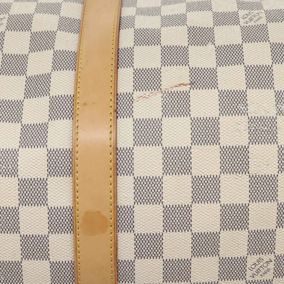 LOUIS VUITTON Damier Azur Keepall Bandouliere 55 Boston Bag N41429 Auth BD1851AV