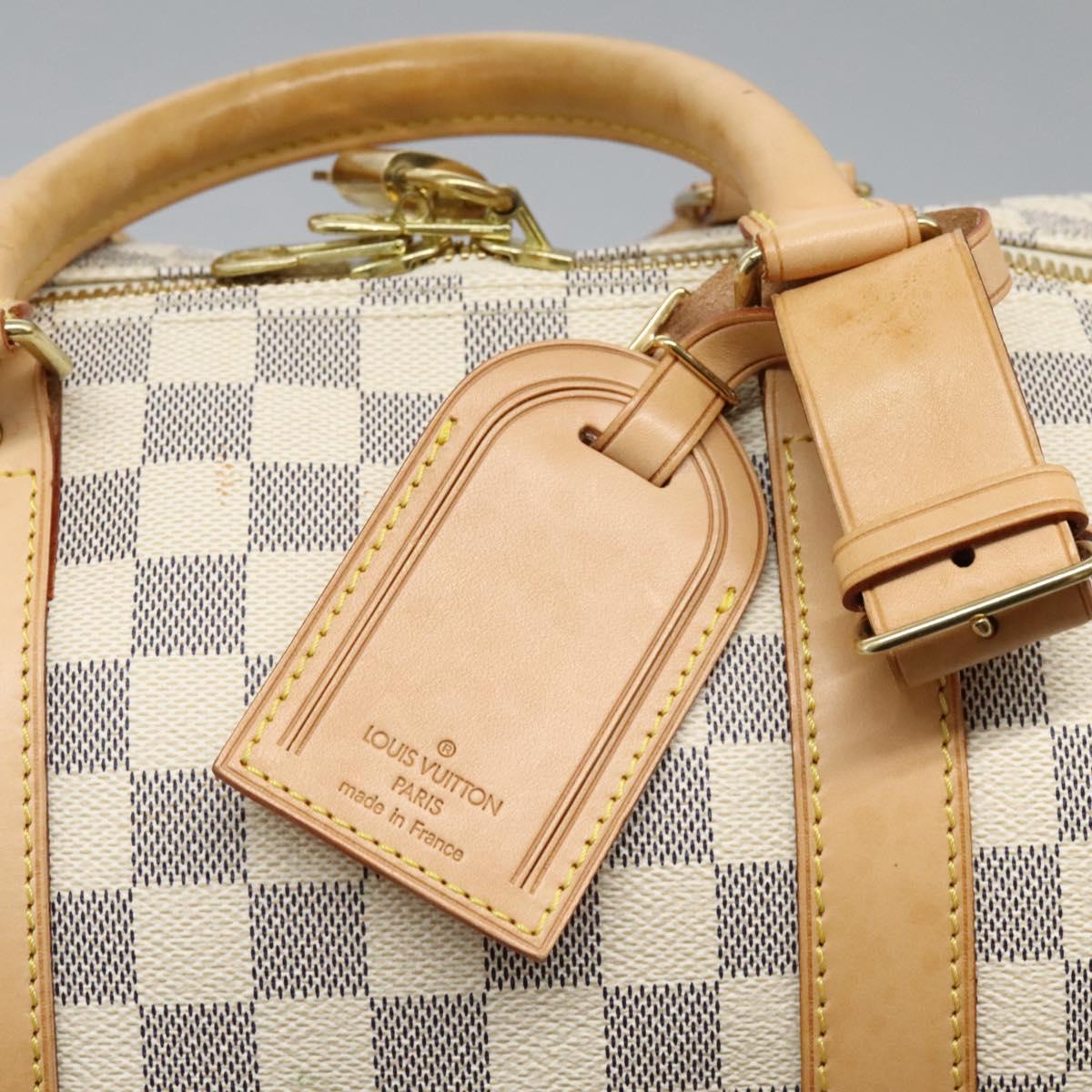 LOUIS VUITTON Damier Azur Keepall Bandouliere 55 Boston Bag N41429 Auth BD1851AV