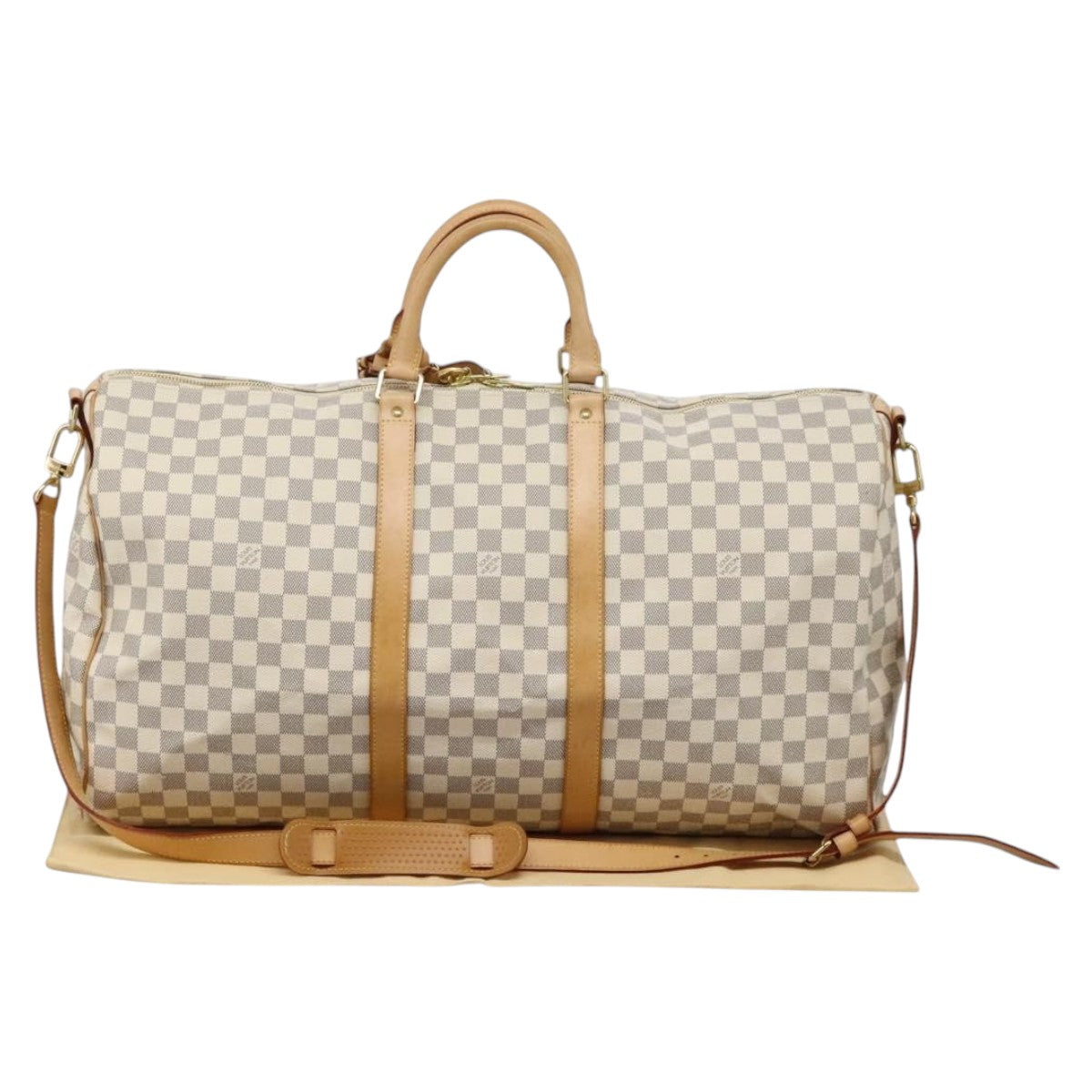 LOUIS VUITTON Damier Azur Keepall Bandouliere 55 Boston Bag N41429 Auth BD1851AV