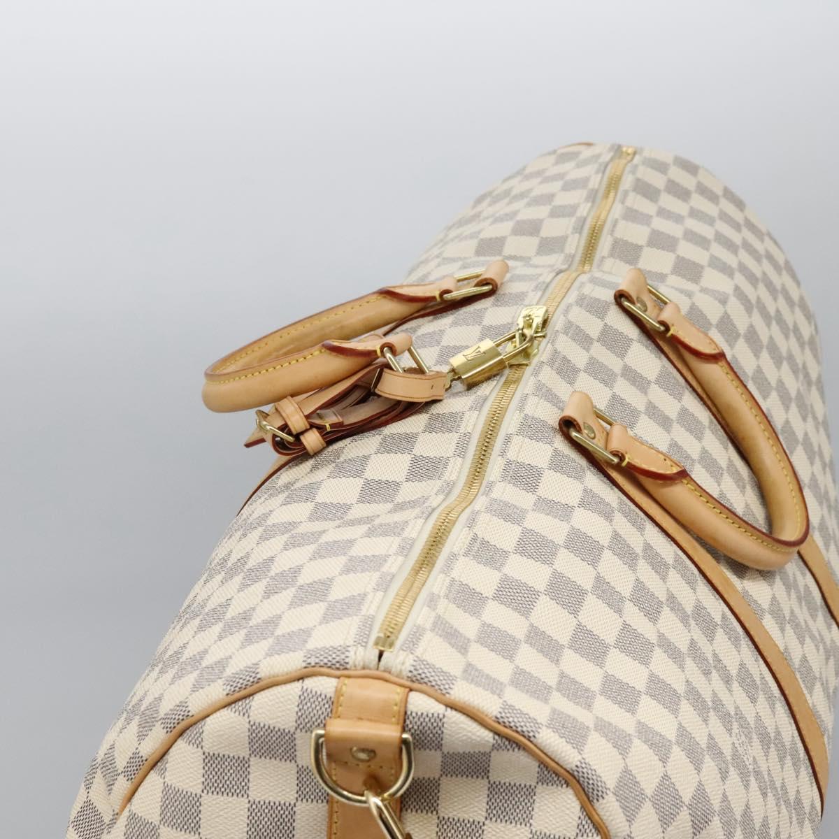 LOUIS VUITTON Damier Azur Keepall Bandouliere 55 Boston Bag N41429 Auth BD1851AV