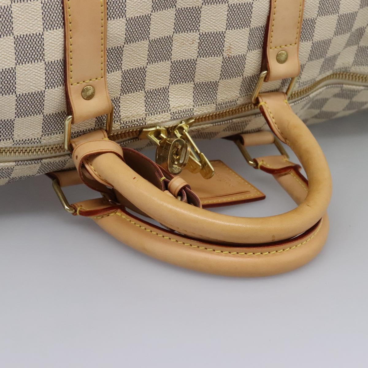 LOUIS VUITTON Damier Azur Keepall Bandouliere 55 Boston Bag N41429 Auth BD1851AV
