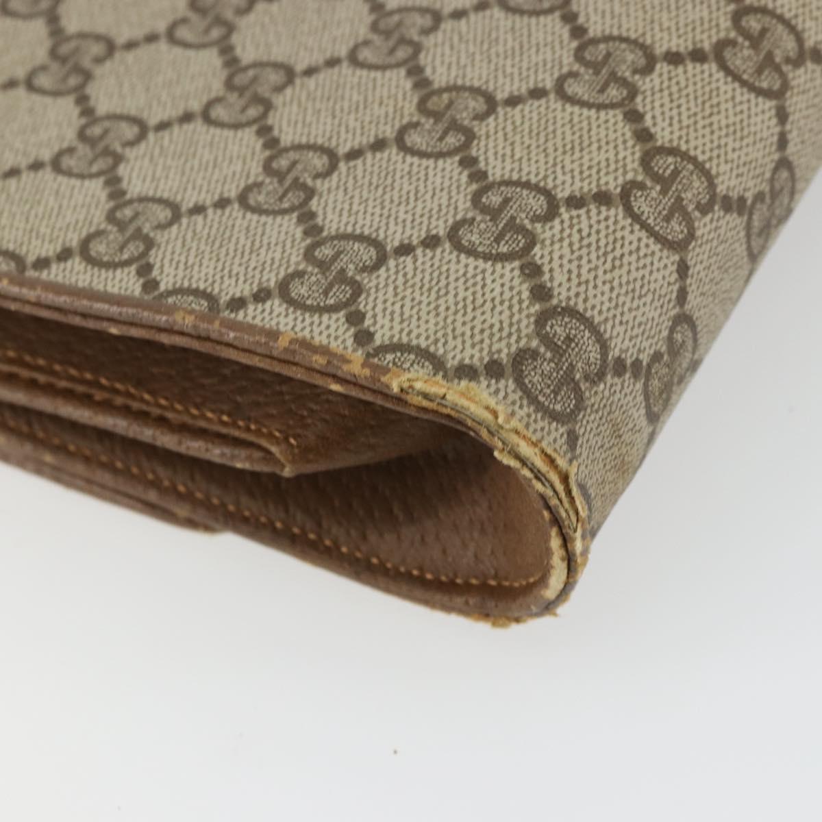 GUCCI GG Supreme Shoulder Bag PVC Beige Gold Auth BD1873