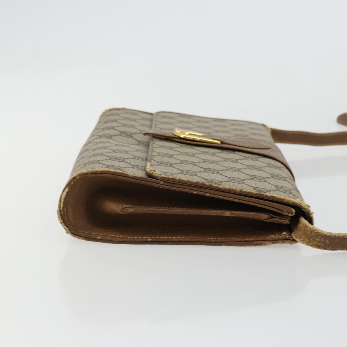 GUCCI GG Supreme Shoulder Bag PVC Beige Gold Auth BD1873