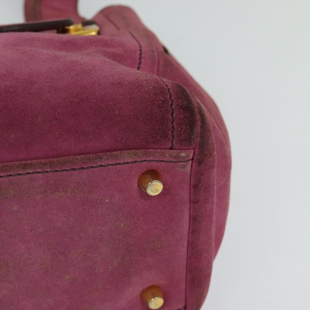 PRADA Hand Bag Suede Pink Auth BD1884