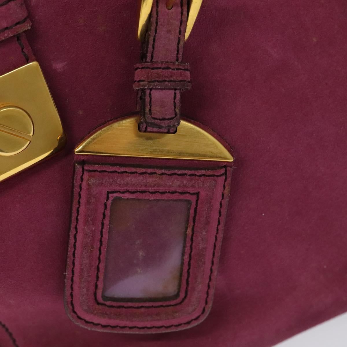 PRADA Hand Bag Suede Pink Auth BD1884