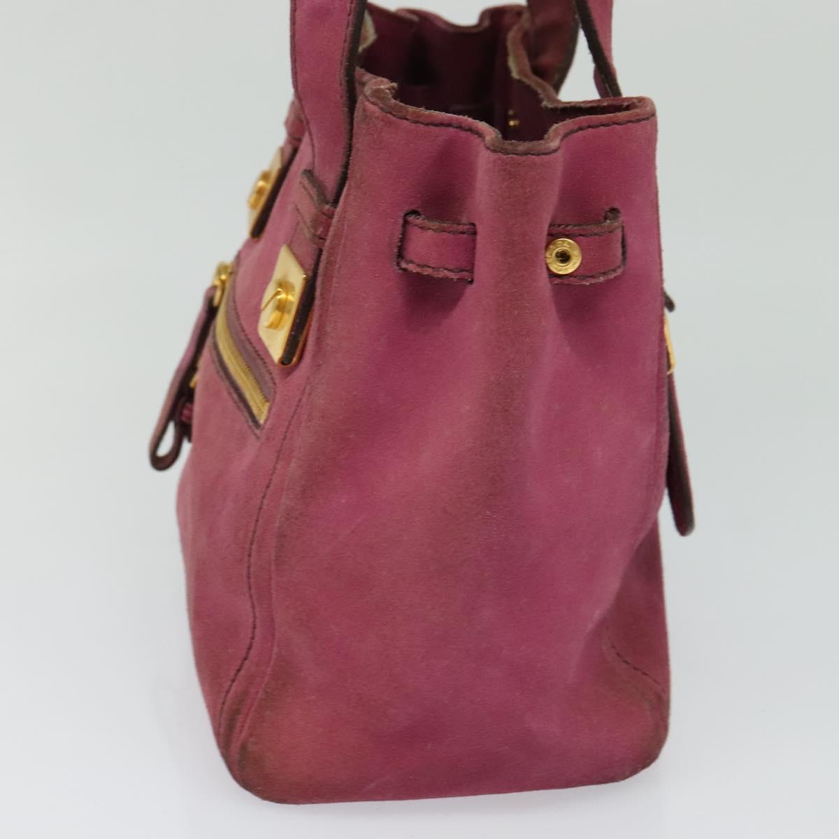 PRADA Hand Bag Suede Pink Auth BD1884