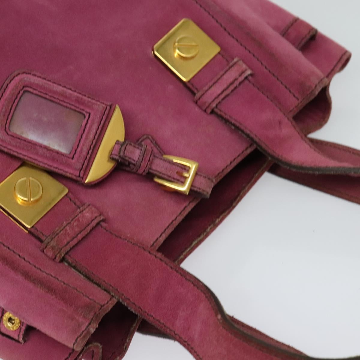 PRADA Hand Bag Suede Pink Auth BD1884