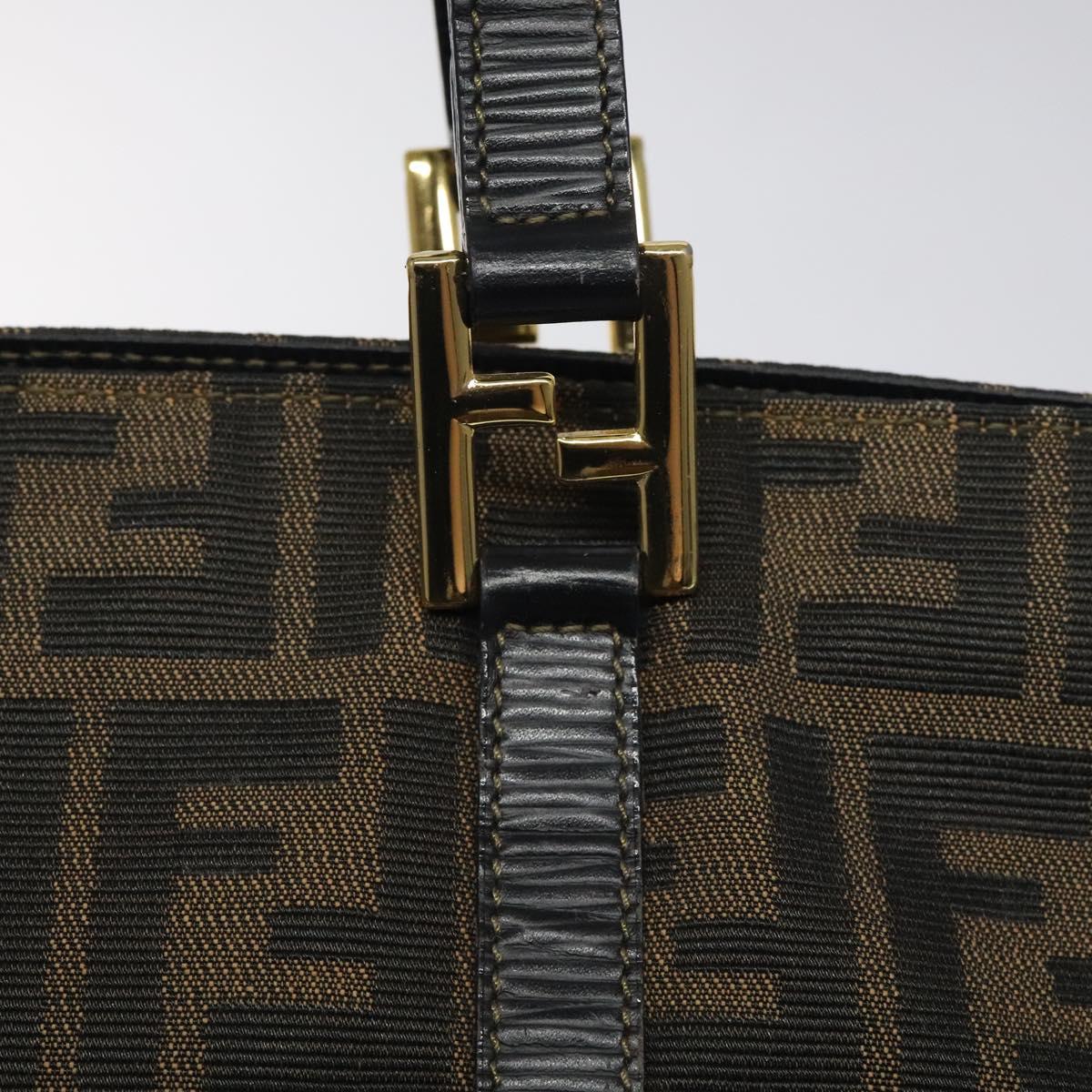 FENDI Zucca Canvas Hand Bag Brown Black Auth BD1930