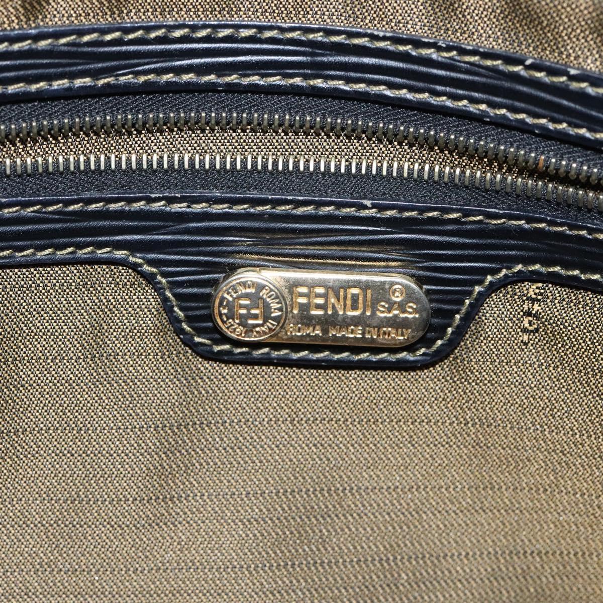 FENDI Zucca Canvas Hand Bag Brown Black Auth BD1930