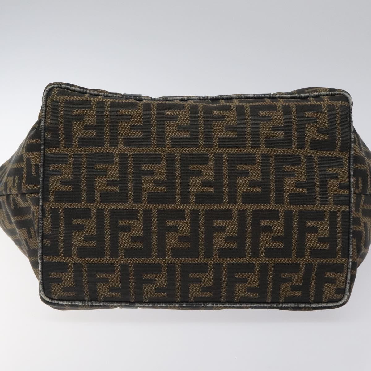 FENDI Zucca Canvas Hand Bag Brown Black Auth BD1930