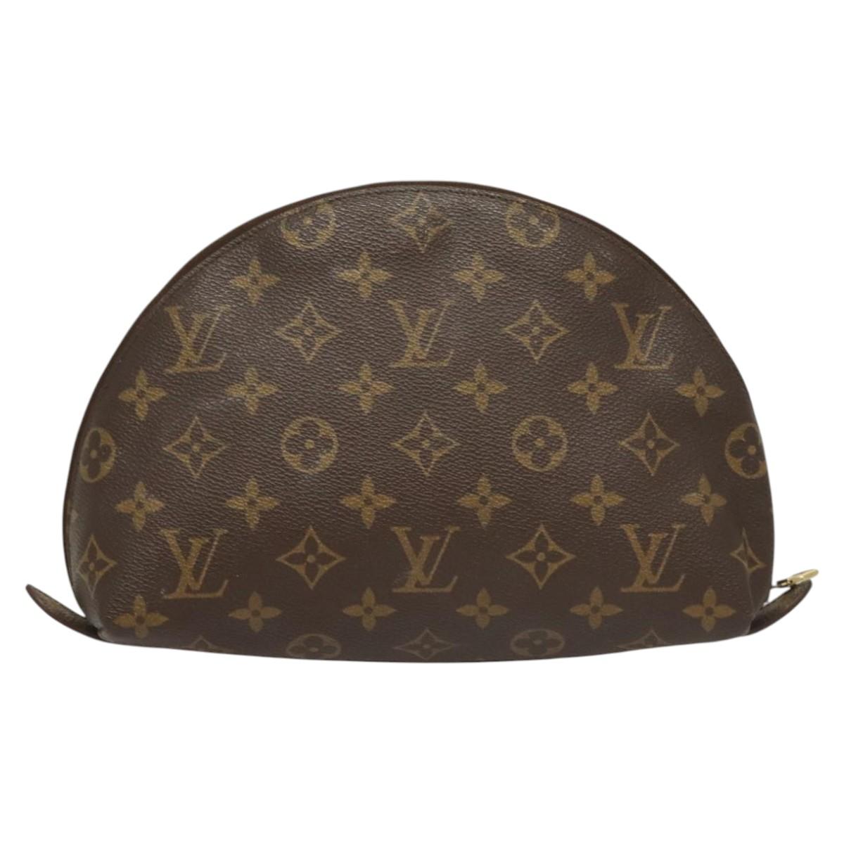 LOUIS VUITTON Monogram Trousse Demi Ronde Cosmetic Pouch M47520 LV Auth BD1958