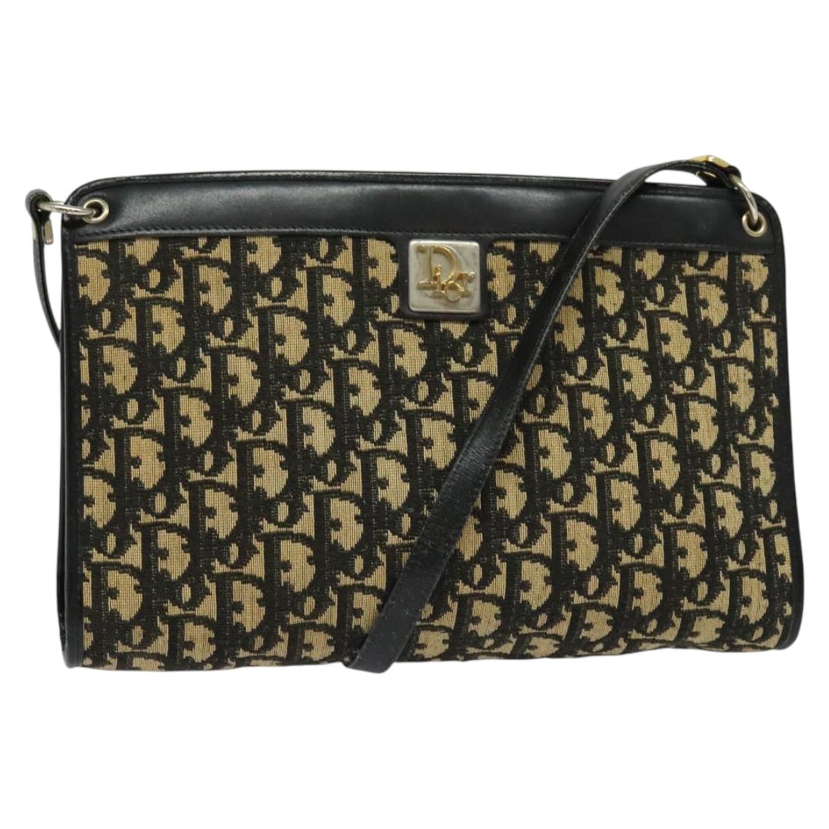 Christian Dior Shoulder Bag Navy Gold Auth BD1963